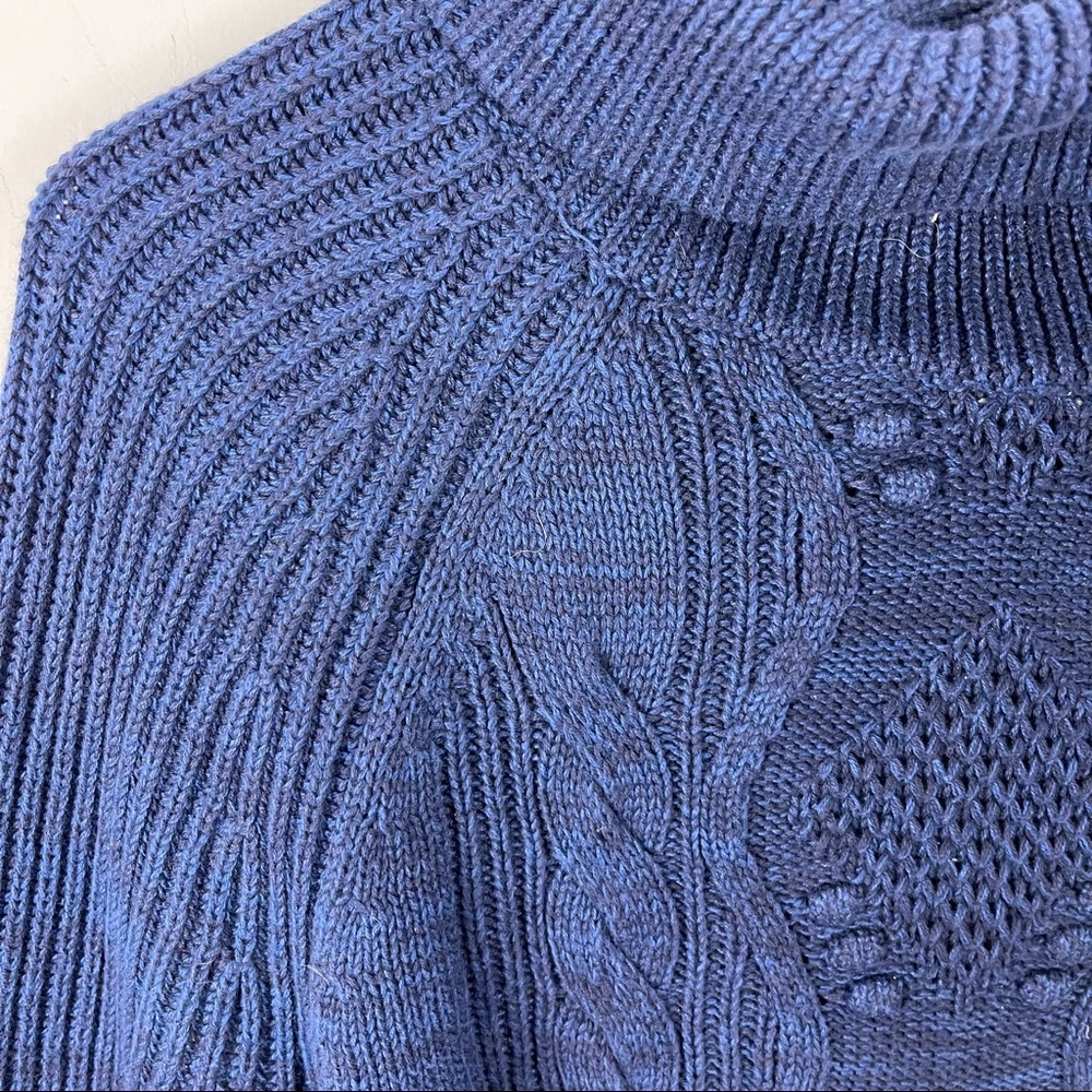 Gap Cable Rib Knit Turtleneck Chunky Sweater Pullover Navy Blue sz S Long Sleeve - Picture 2 of 5